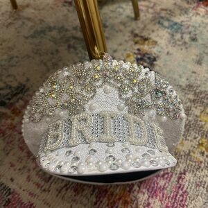 White and Silver Bride Cap